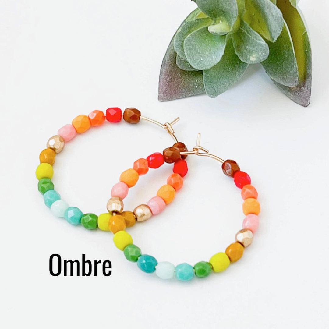Southwest Gold Filled Beaded Hoops