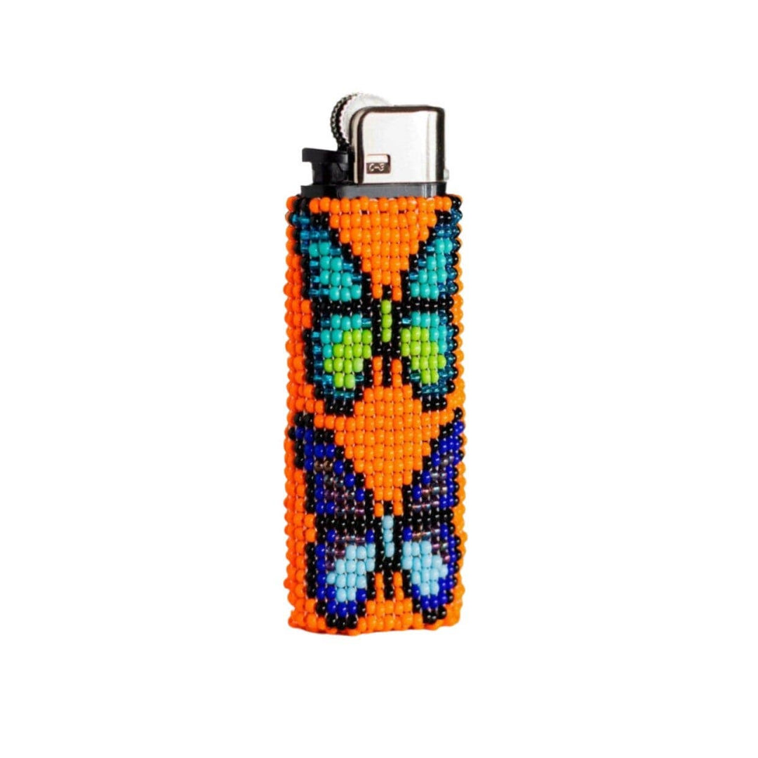 Orange Parpar - Beaded Lighter Case with Butterfly Inspired