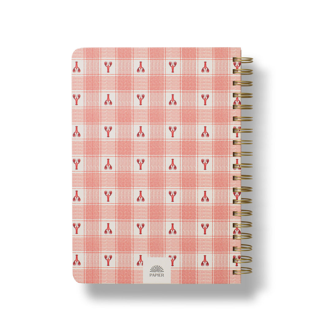Lobster Gingham B5 Hardcover Spiral Recipe Journal