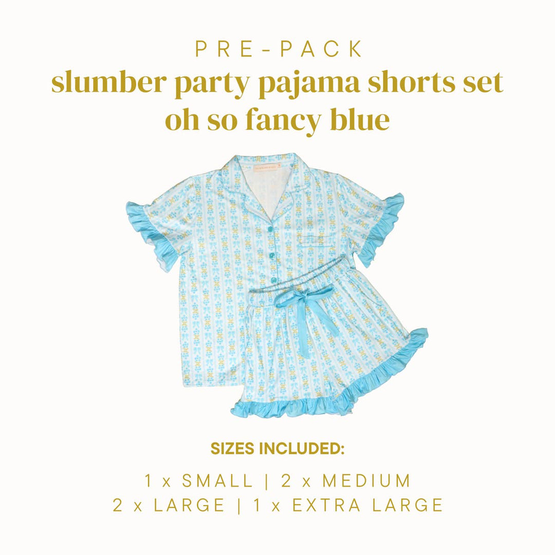 Slumber Party Pajama Shorts Set–Oh So Fancy Blue