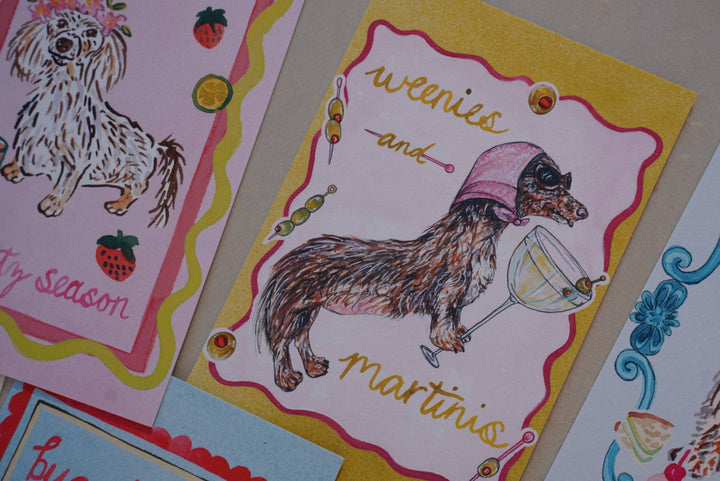 Dachshund Collection: Weenies and Martinis Fine Art Print: 8x10