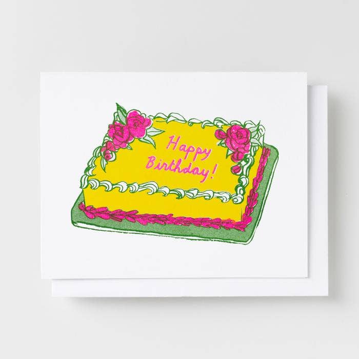 Happy Birthday Cake Risograph Greeting Card
