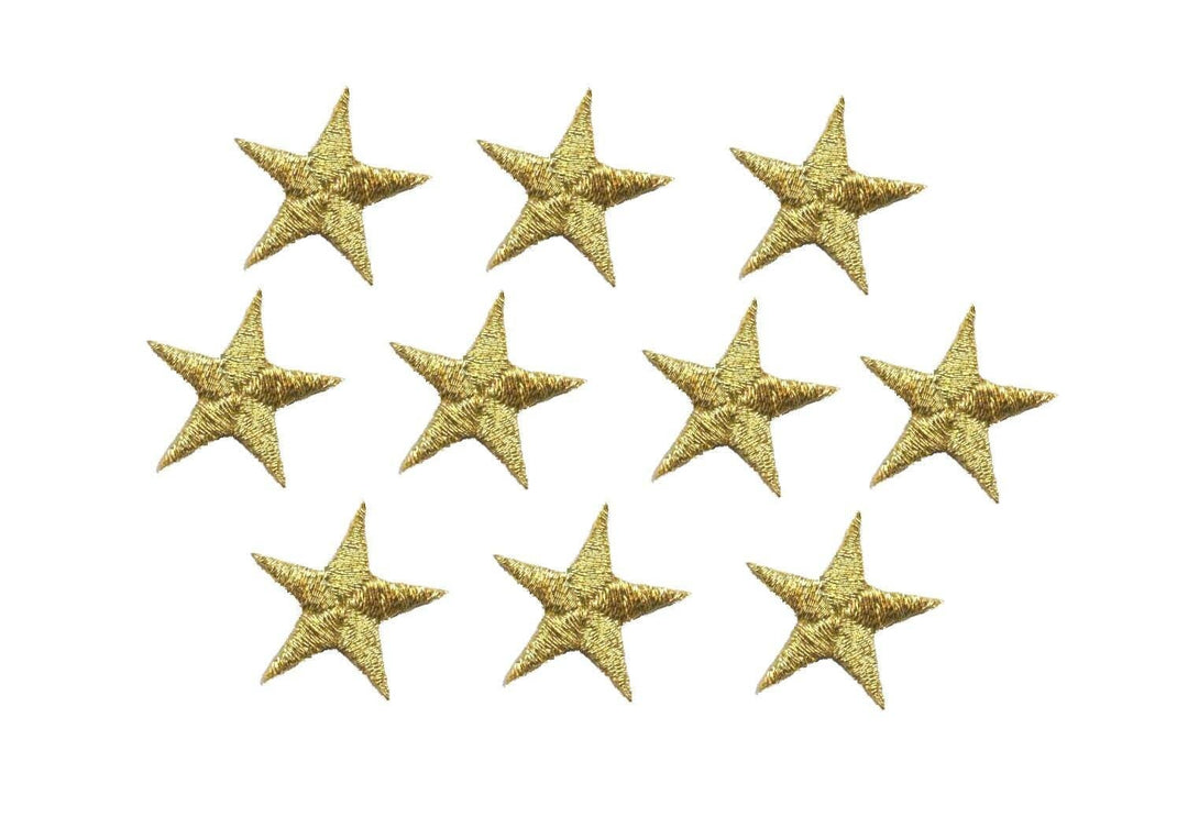 Metallic Gold Stars - 1-5/8" - Pack of 10 Pieces - Iron on Applique -150034-12