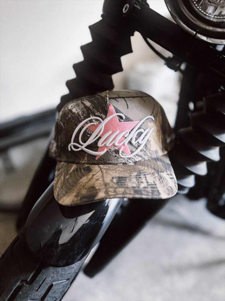 Lucky Girl Camo Star Embroidery Trendy Western Trucker Hat