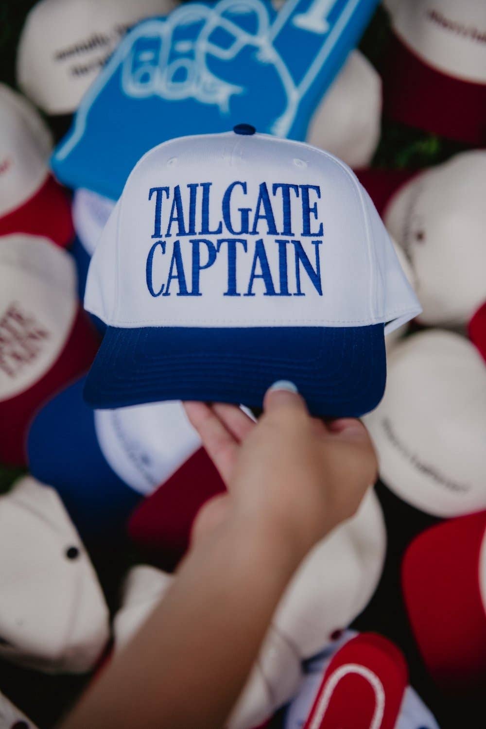 TAILGATE CAPTAIN Two-Toned Hat: Red and Tan