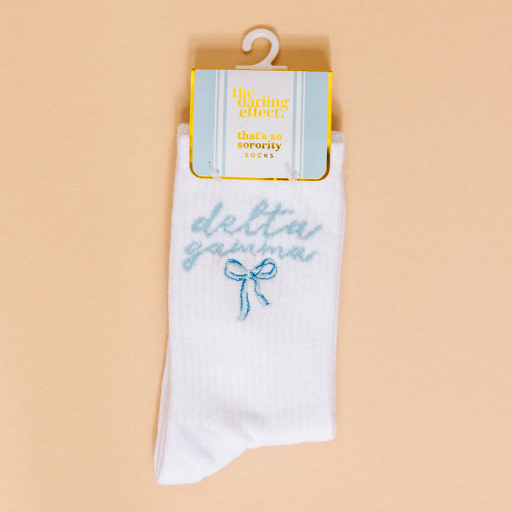 Sorority Embroidered Crew Socks: Chi Omega