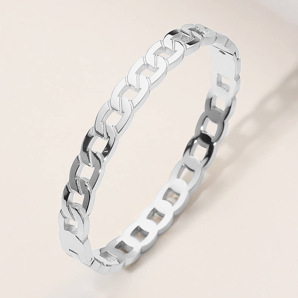Chain Hinged Bangle Bracelet: Yellow Gold