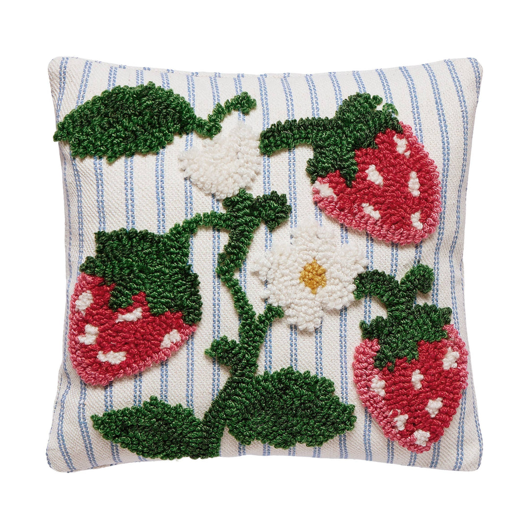 Strawberries Tufted Poly Hook Pillow