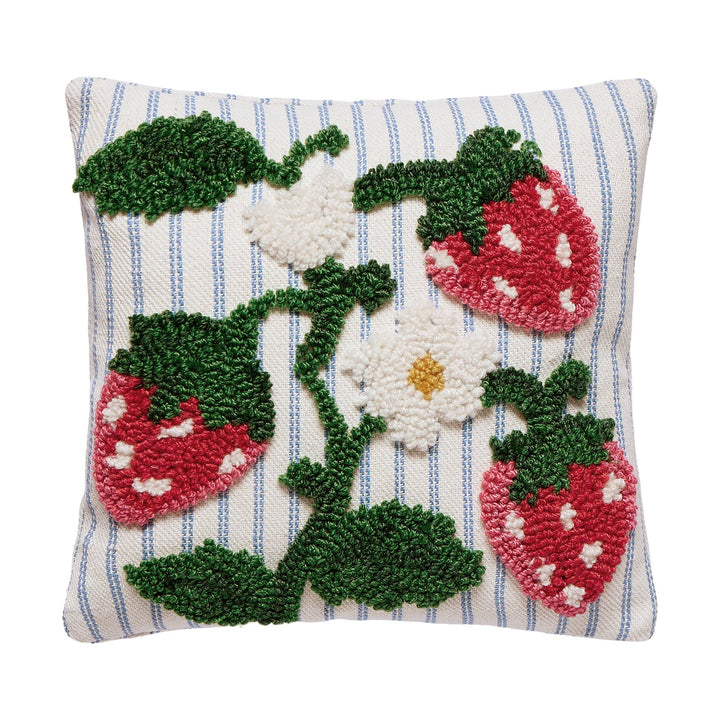 Strawberries Tufted Poly Hook Pillow