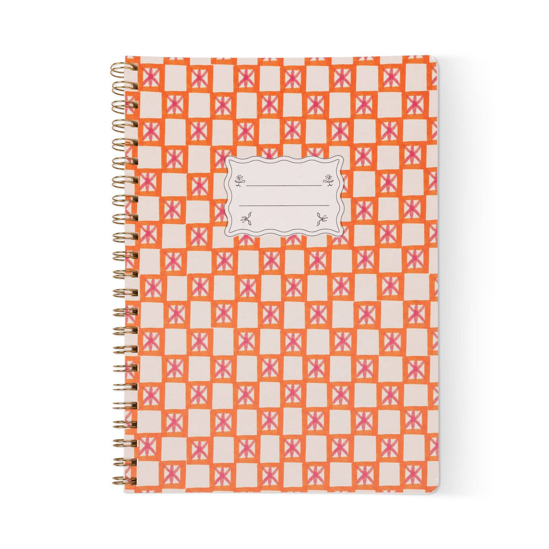 LARGE TWINWIRE NOTEBOOK - ORANGE CHECK