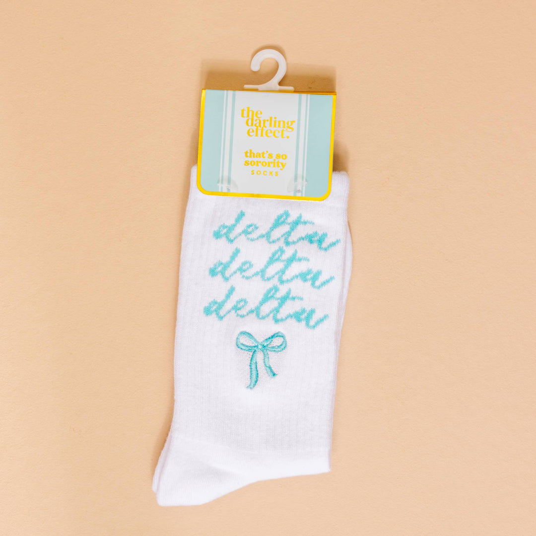 Sorority Embroidered Crew Socks: Delta Delta Delta
