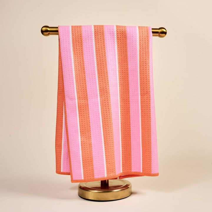 Waffle Tea Towel–Sicily Stripes Pink