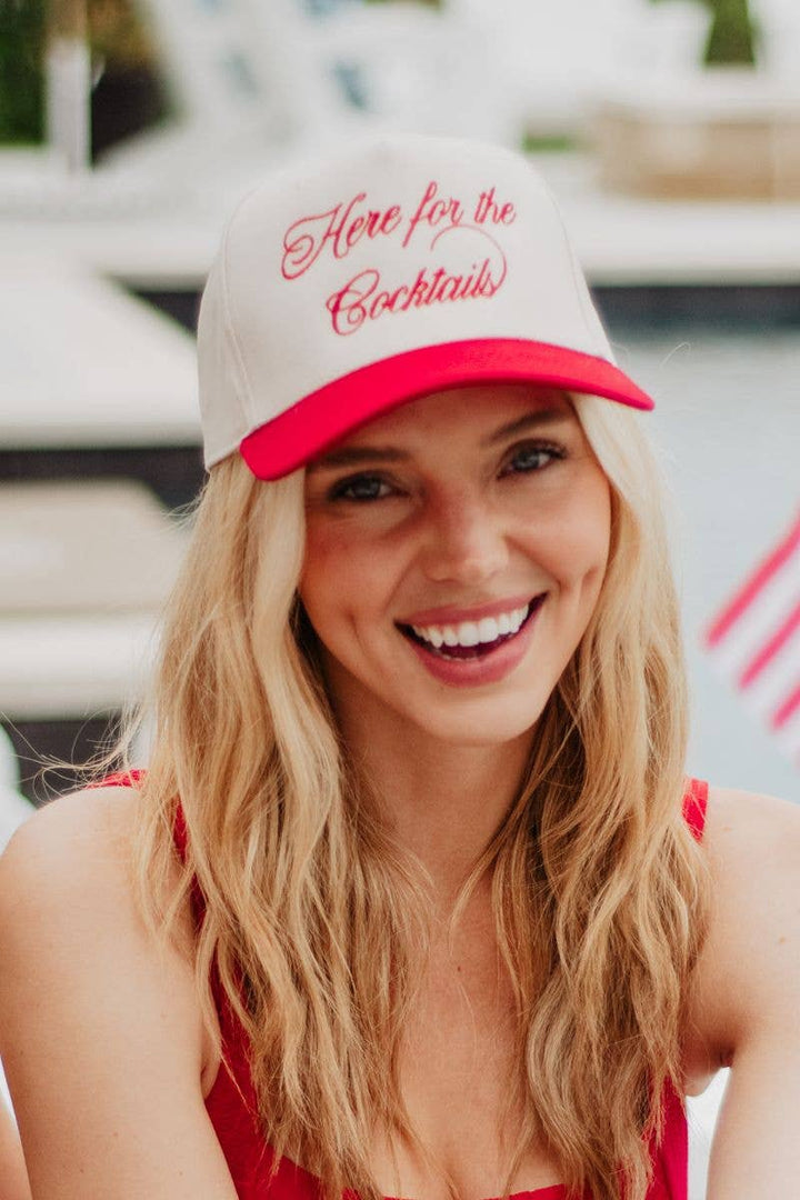 Here For the Cocktails Two-Toned Vintage Hat: Red and Tan