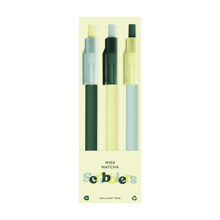 Scribblers Ballpoint Pens: Miss Matcha Scribbler 3 Pack