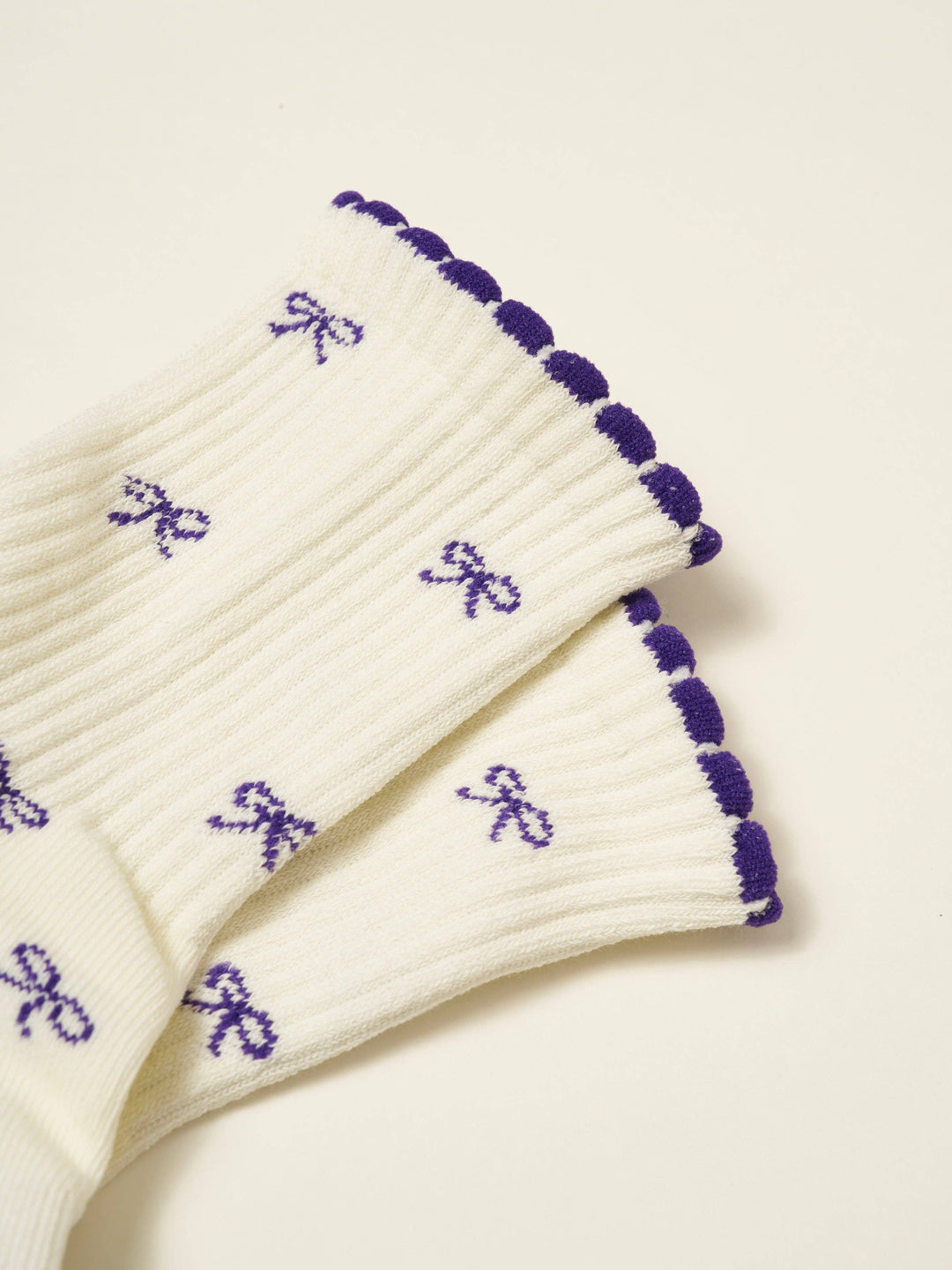 🎀 Mini Bow Petal Grip Sock [Indigo]