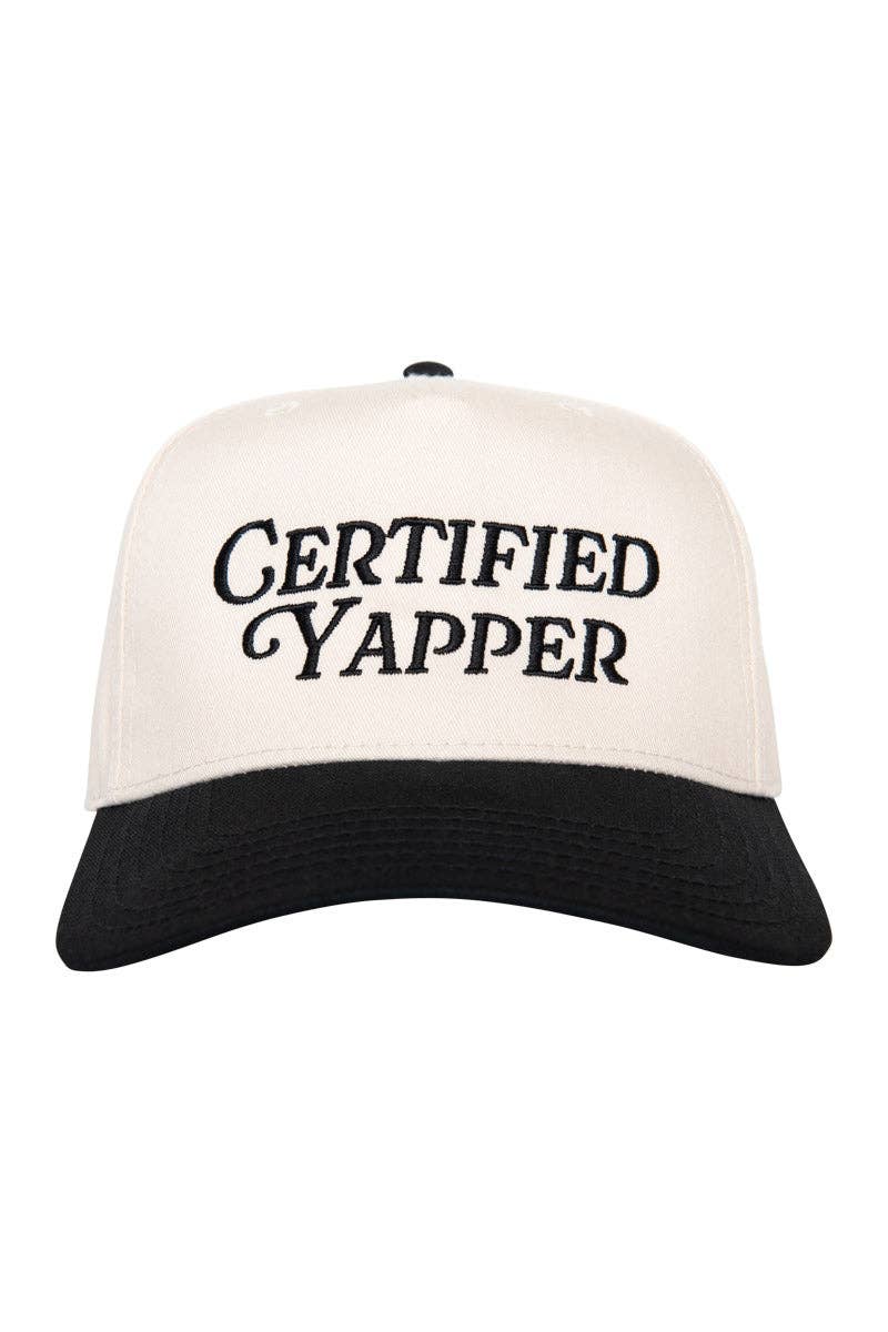 Certified Yapper Two-Toned Vintage Hat: Light Blue and Tan