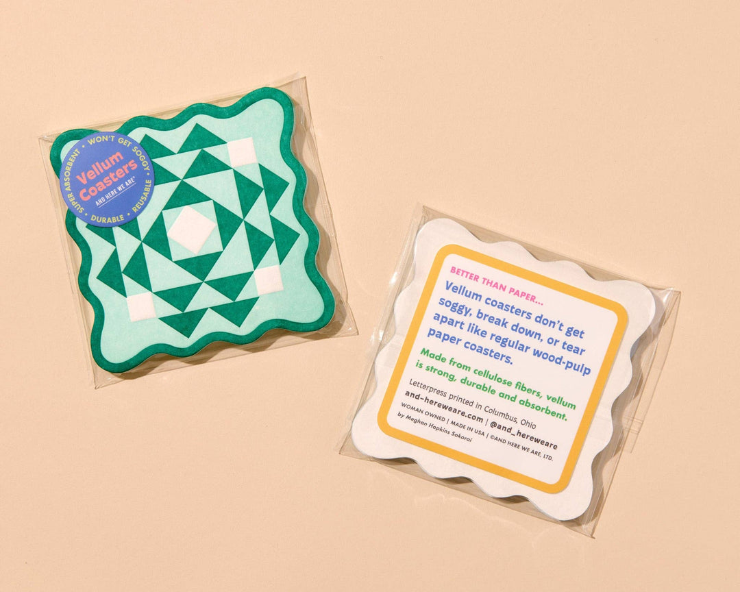 Kaleidoscope Vellum Coasters - Green/Aqua (set of 4)