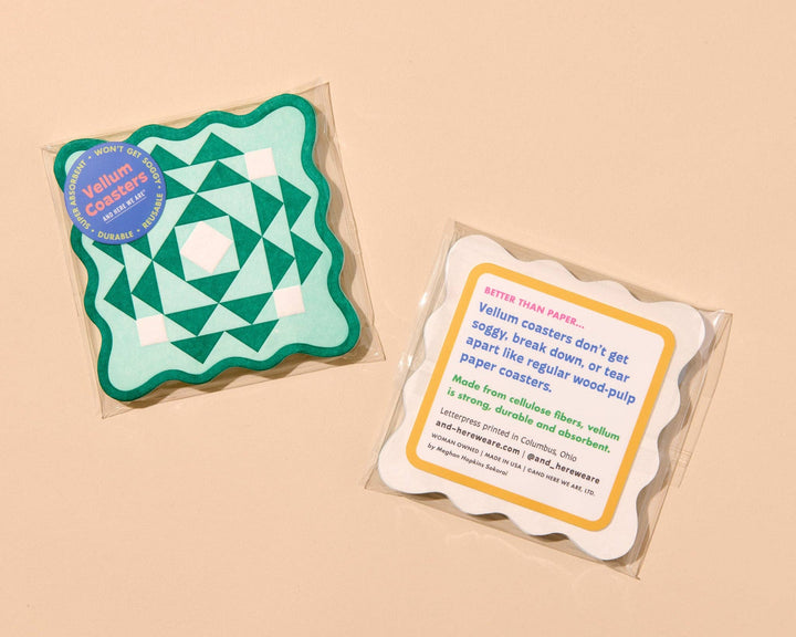Kaleidoscope Vellum Coasters - Green/Aqua (set of 4)