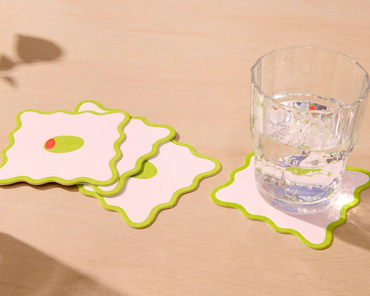 Crudite Vellum Coasters  - Olive (Set of 4)