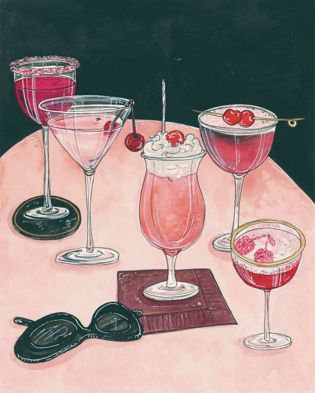 Girls Night Cocktails Fine Art Print: 8x10