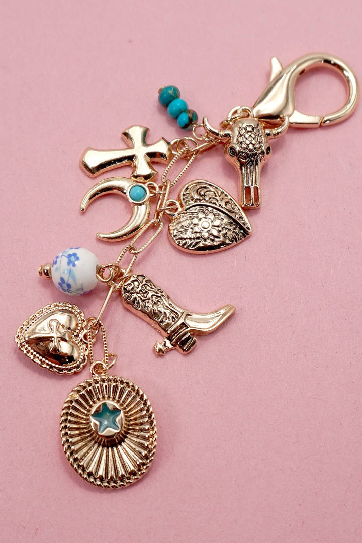 Western Cross Hat Boot Bag Charm