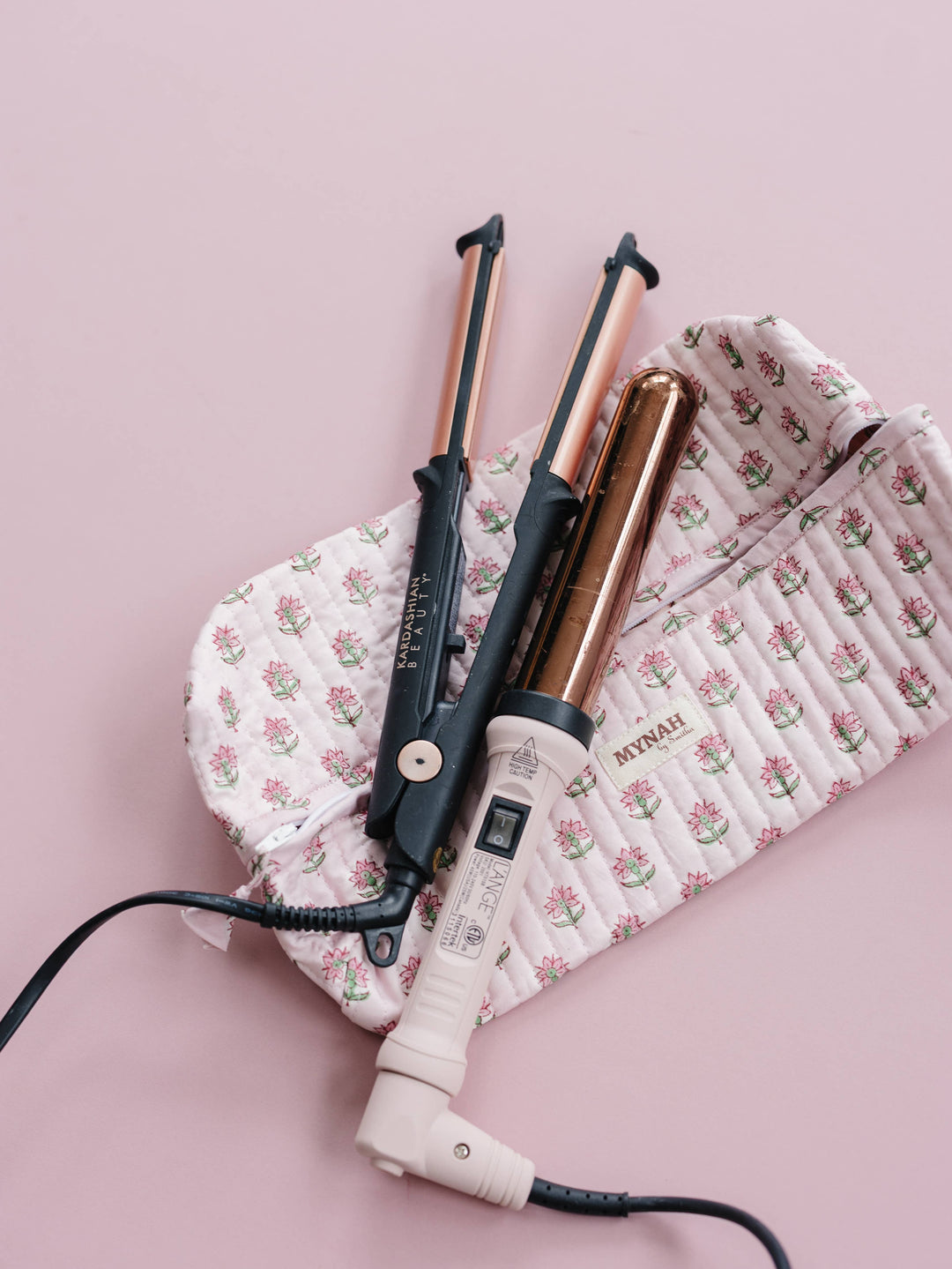 Mynah Hand-Block Printed Quilted Hair Tool Bag/Dyson travel