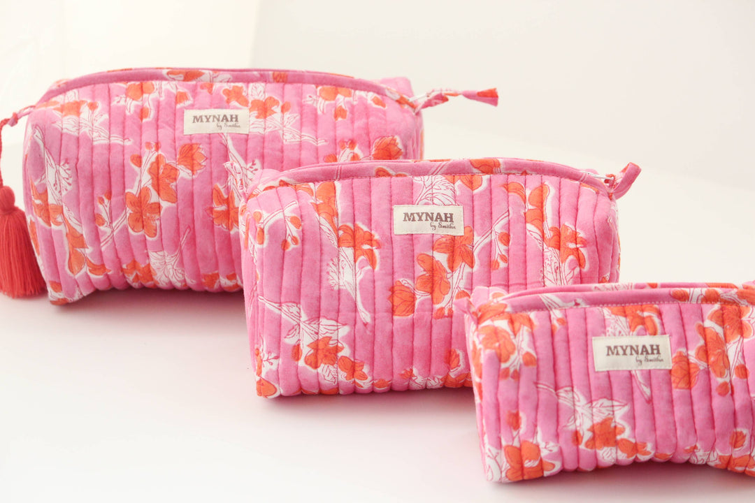 Flamingo Glow print cosmetic bag