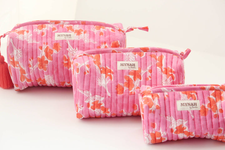 Flamingo Glow print cosmetic bag