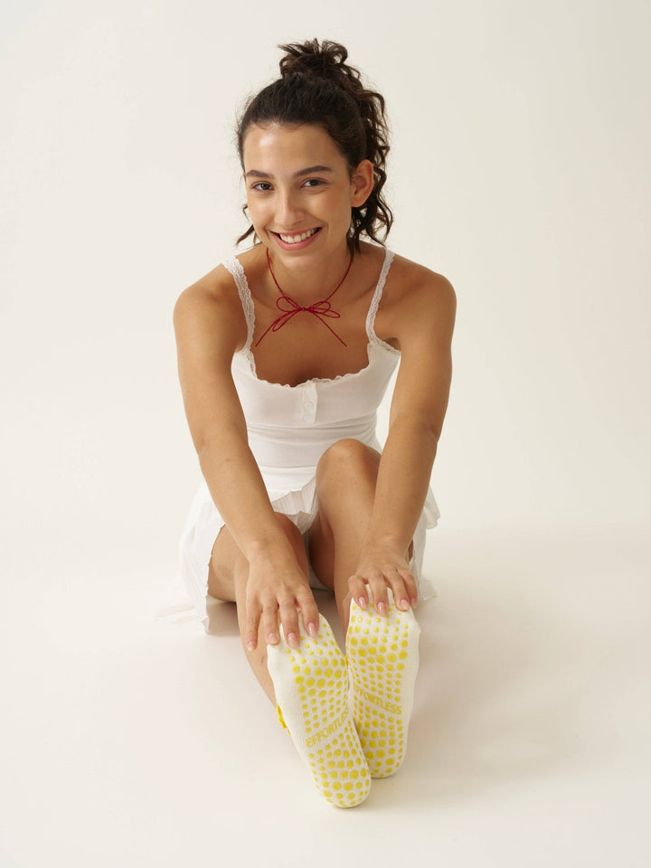 Lemon Ruffle Grip Sock