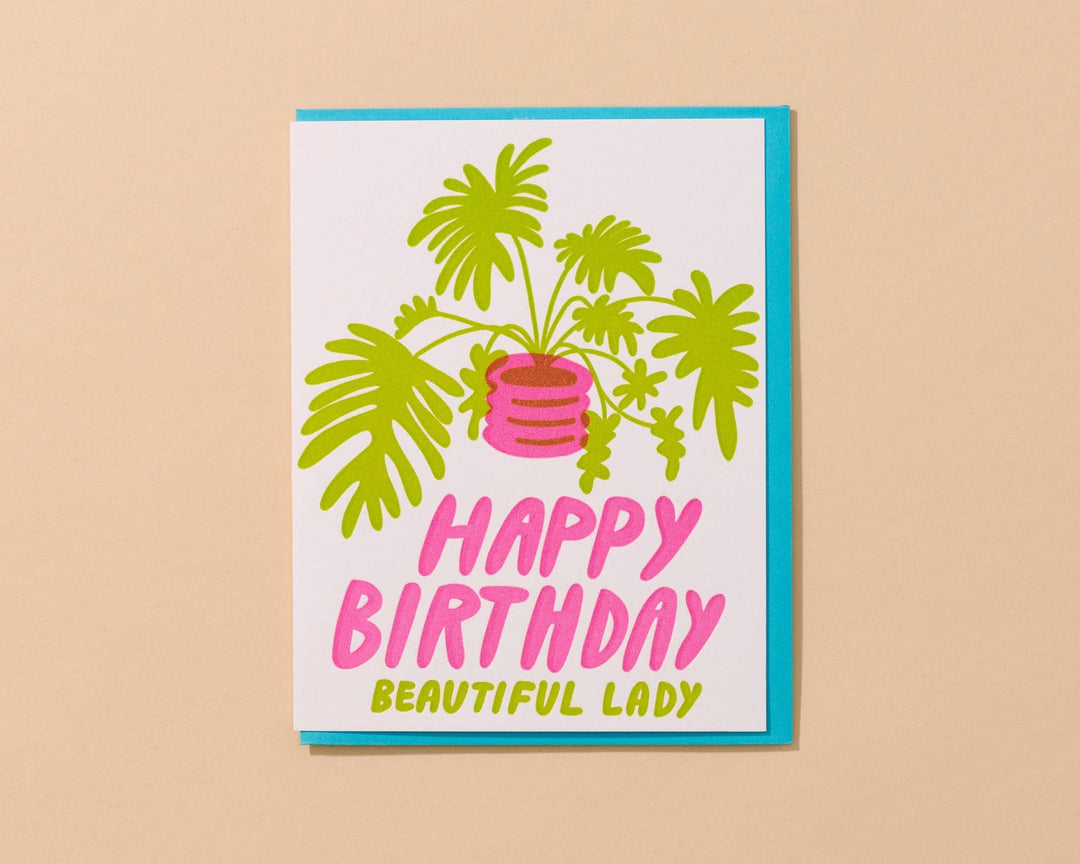 Plant Lady Letterpress Birthday Card - Babe, Girly Easter Spring