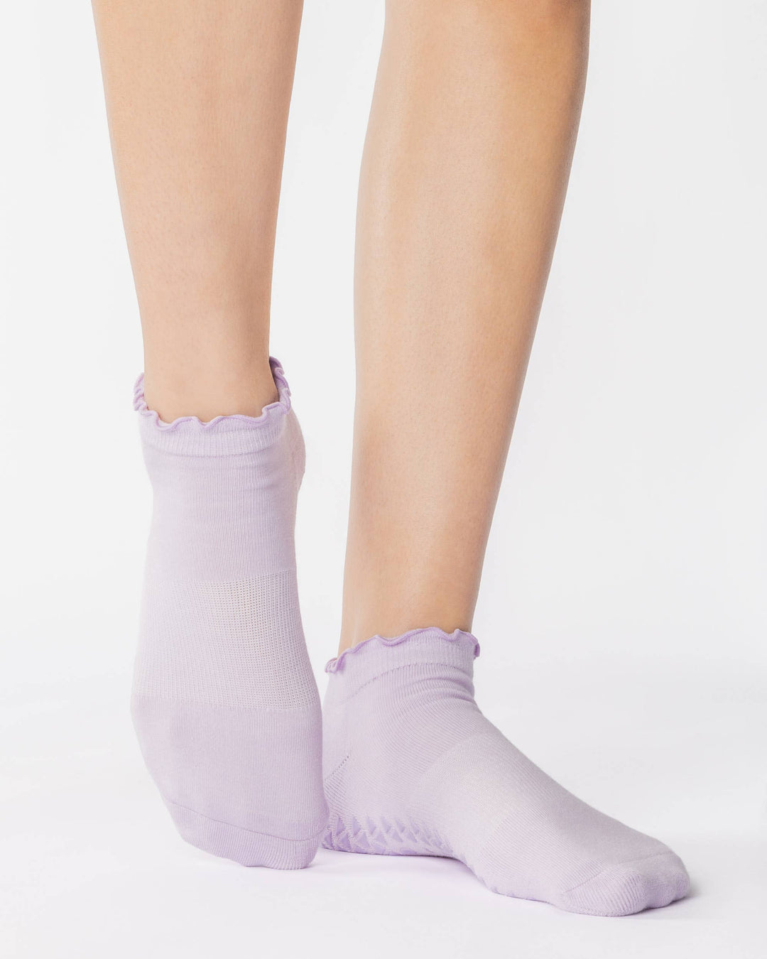 Women's Ruffle Full Foot Grip Sock: S/M
