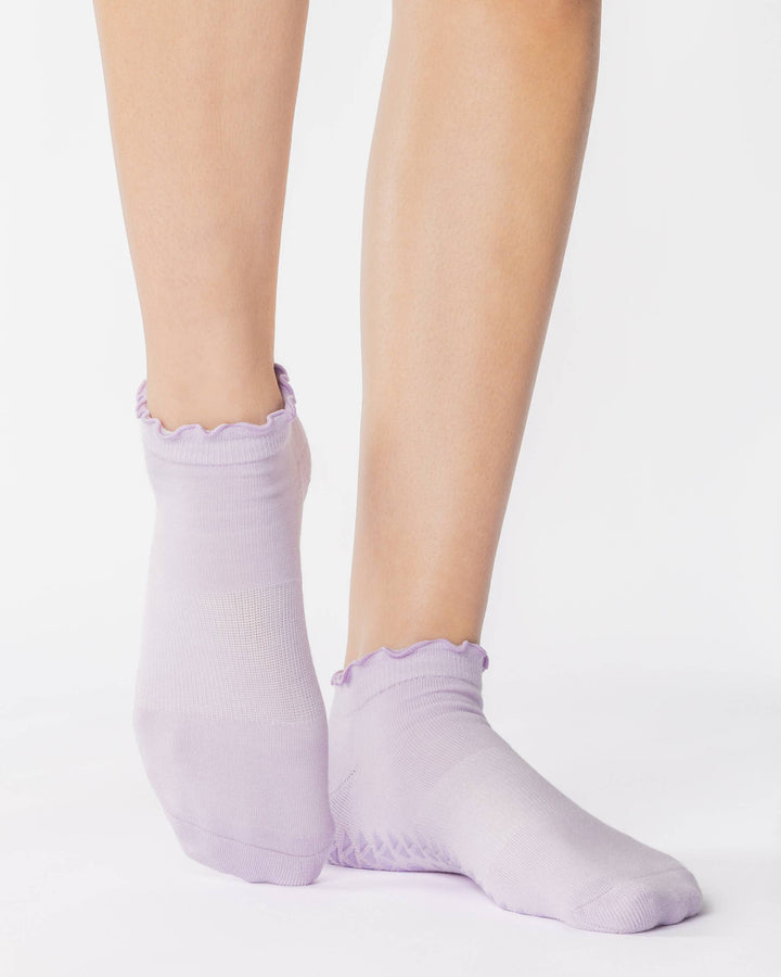 Women's Ruffle Full Foot Grip Sock: S/M