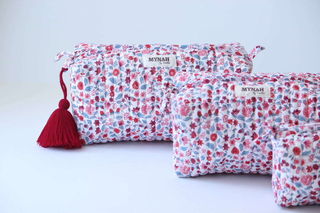 Crimson Garden Floral Cosmetic Bag