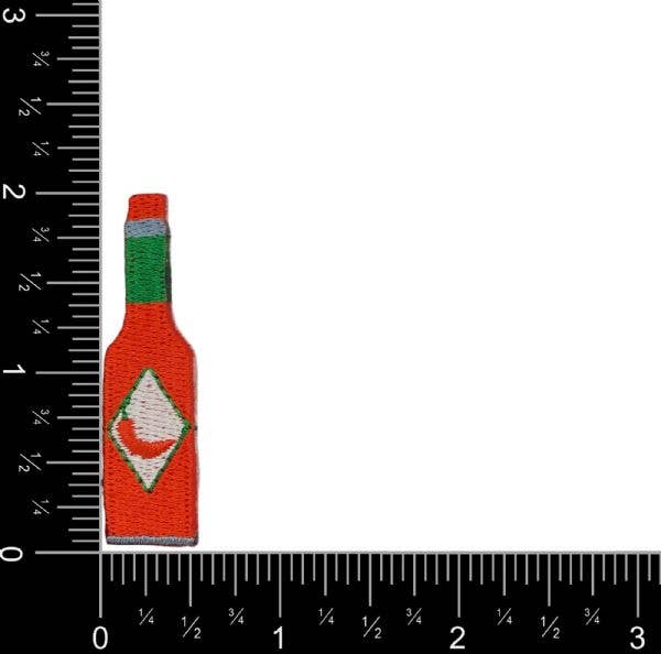 Hot Sauce Bottle, Food, Embroidered, Iron on Patch