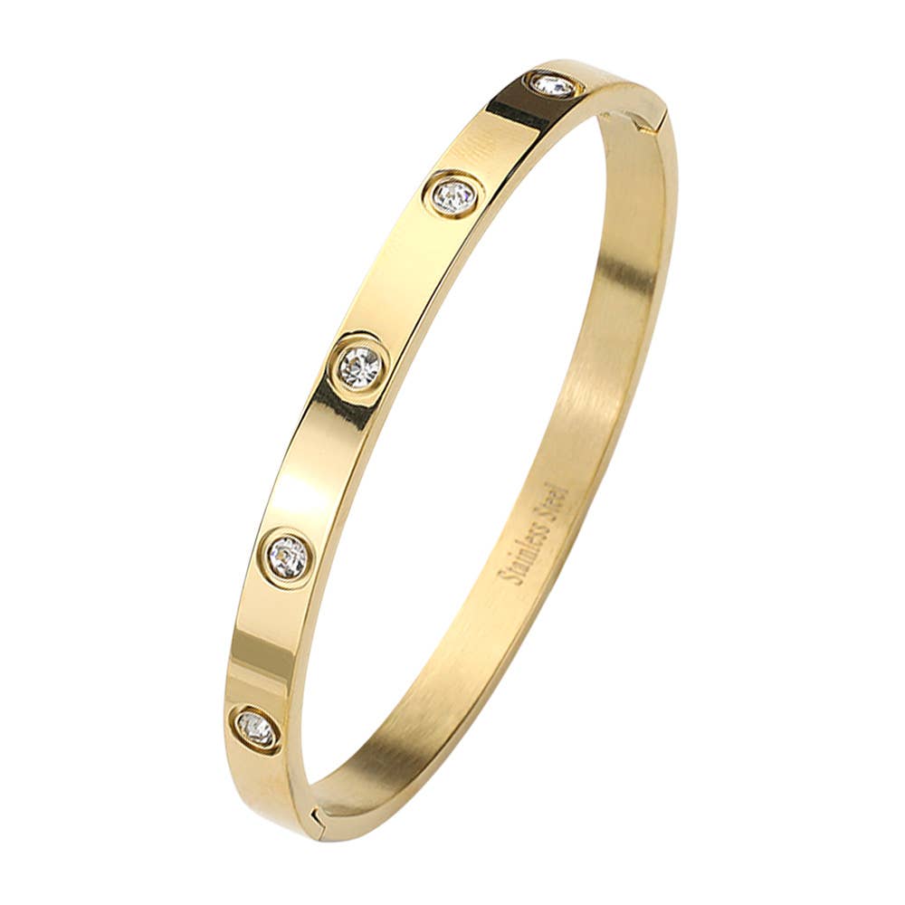 Stainless Steel Crystal Embellished Bangle Bracelet
: Silver