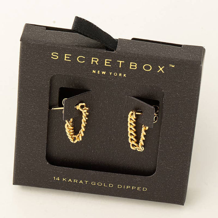 Secret Box Mini Chain Link Thread Earrings: Gold