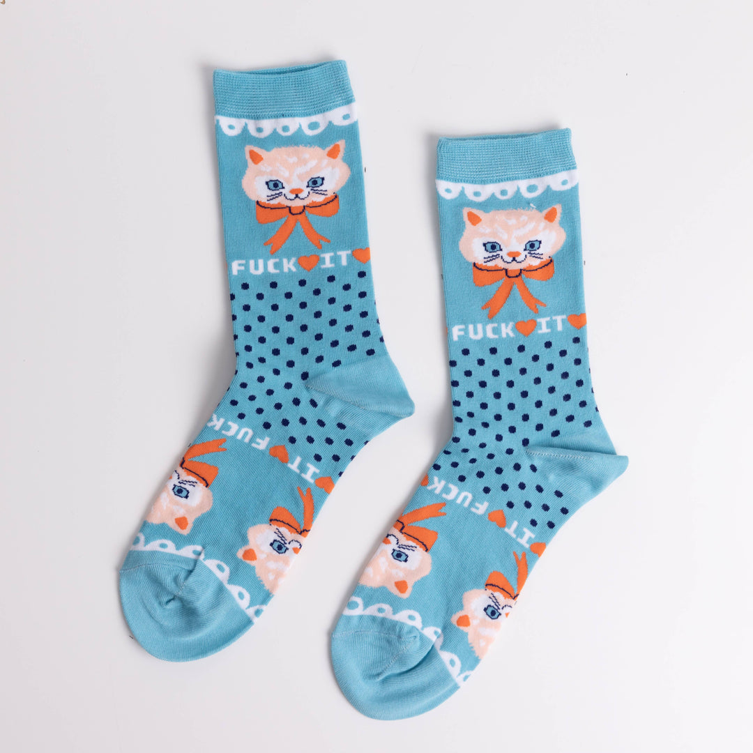 F*ck it Kitty - Small Crew Socks