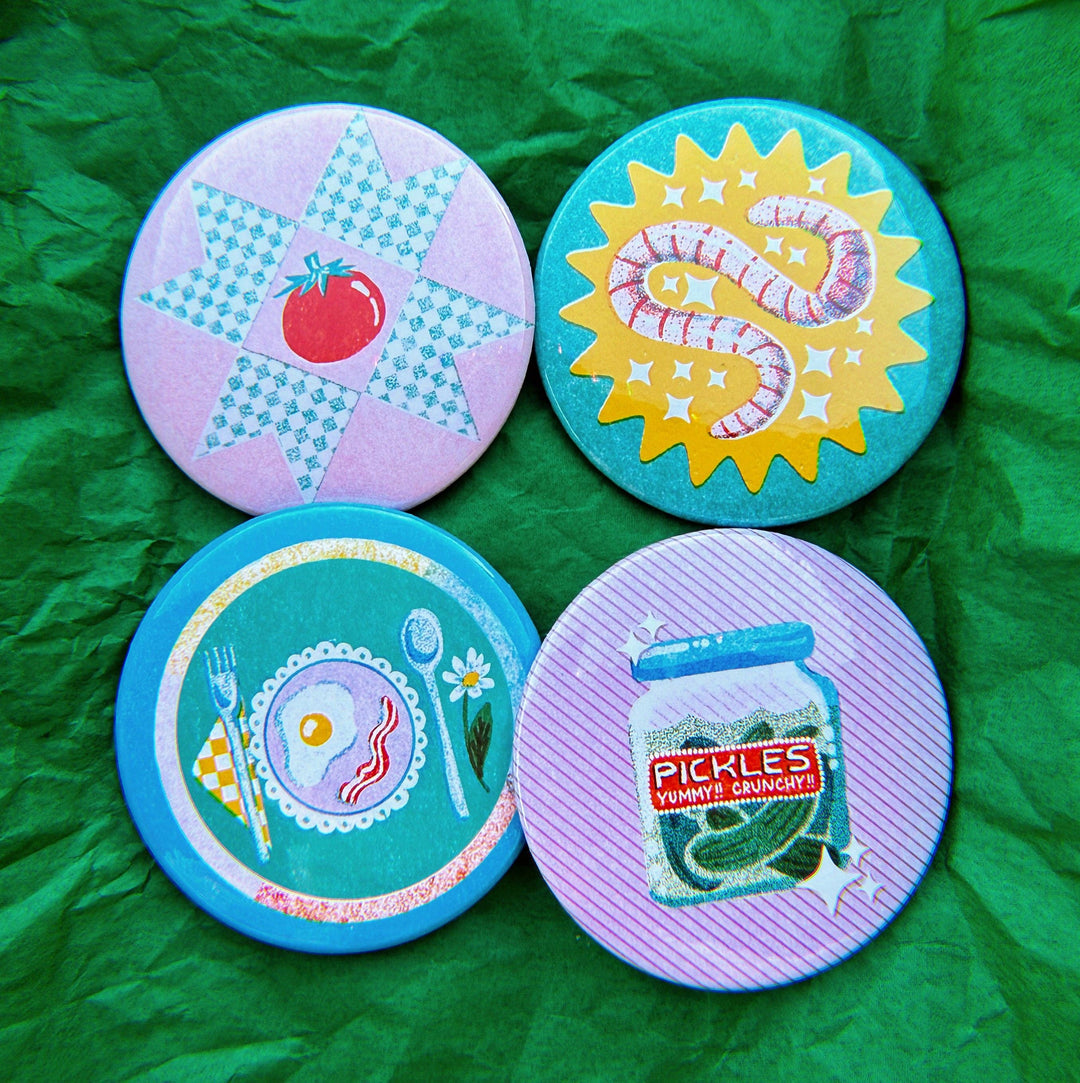 Breakfast Button Cozy Quilt Buttons: Breakfast Quilt Button – Pink Moon