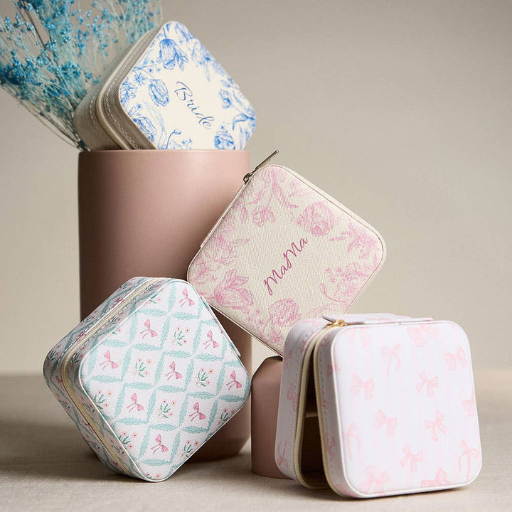 Flower Bow Pattern Portable Square Jewelry Box