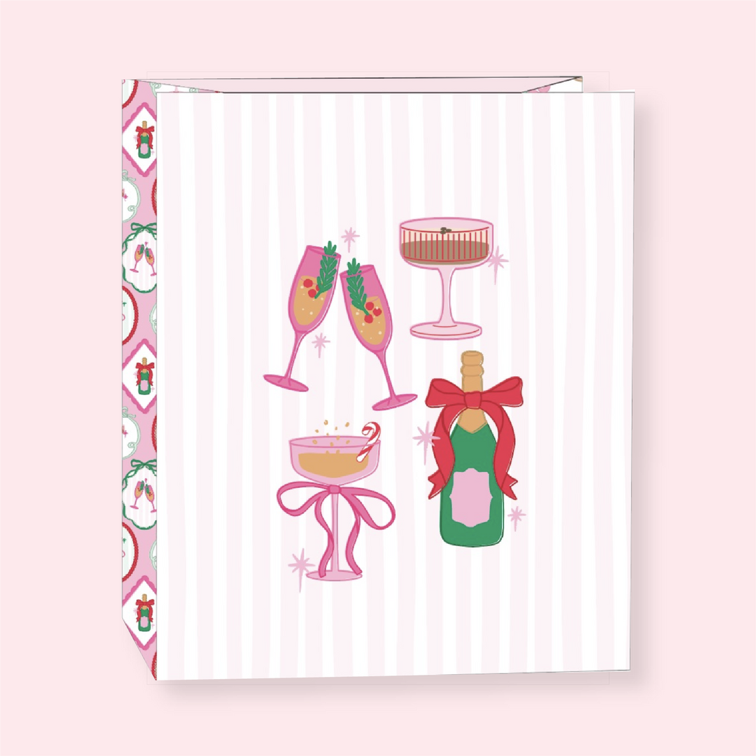 Pop Fizz Cocktail Christmas Gift Bag - 4 sizes with Gift Tag: Medium