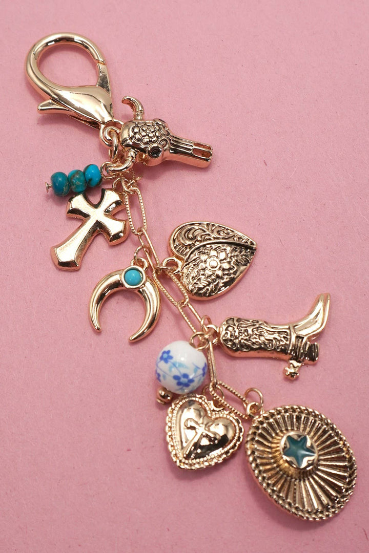 Western Cross Hat Boot Bag Charm