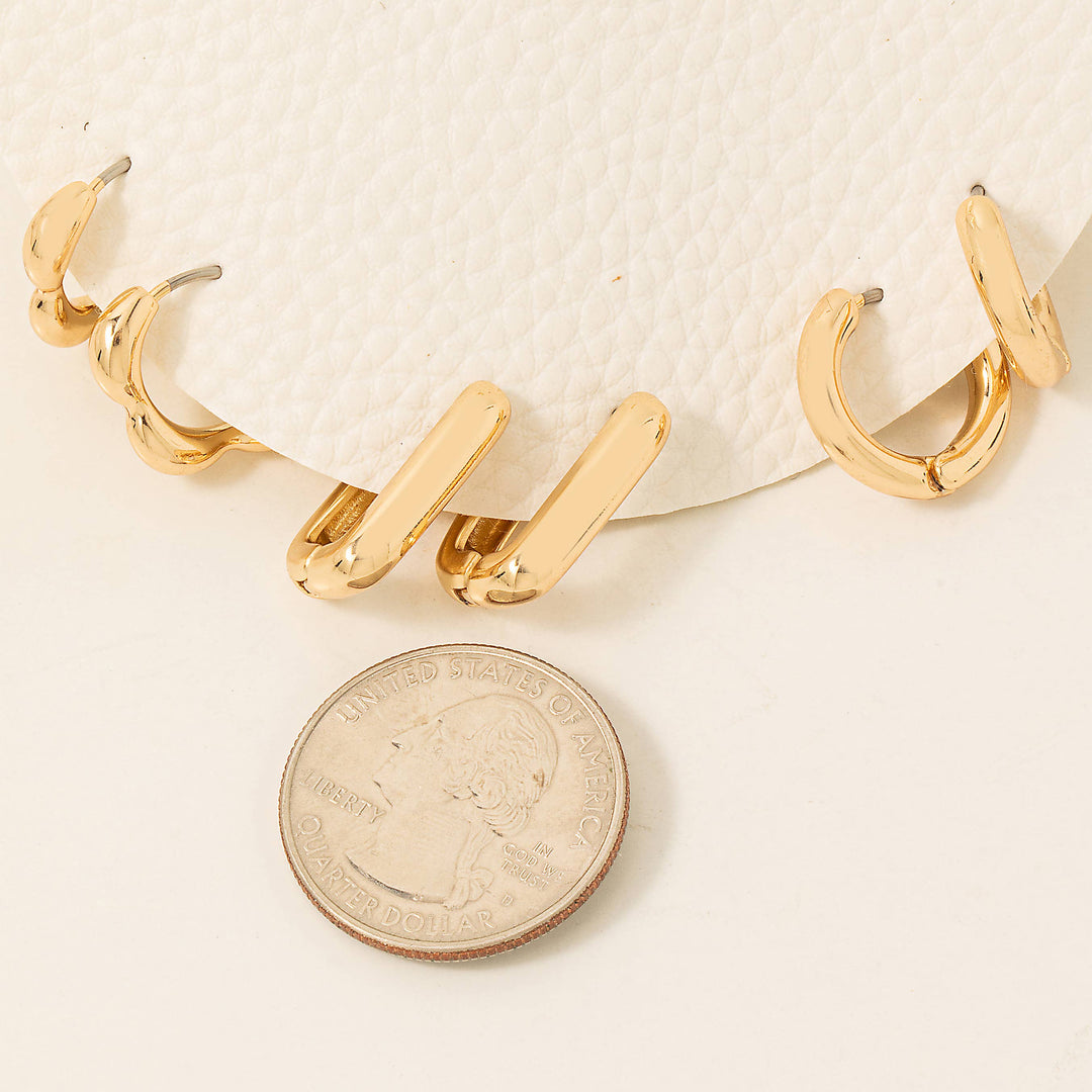 Assorted Metallic Hoop Earrings Set: S