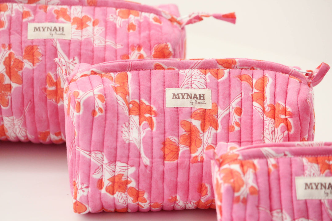 Flamingo Glow print cosmetic bag