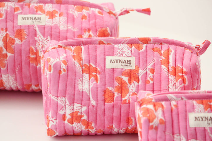 Flamingo Glow print cosmetic bag