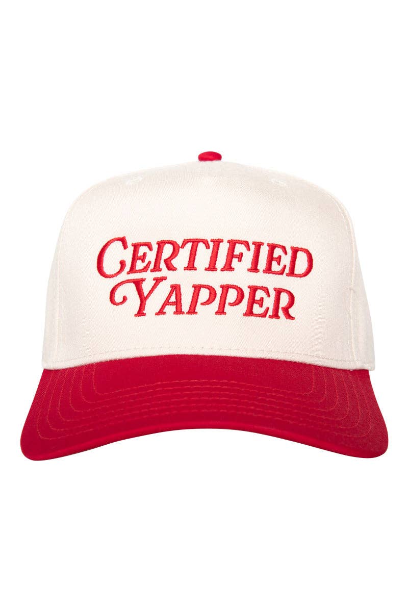 Certified Yapper Two-Toned Vintage Hat: Light Blue and Tan