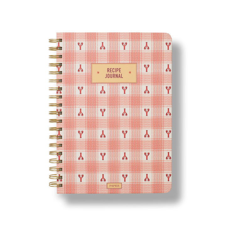 Lobster Gingham B5 Hardcover Spiral Recipe Journal