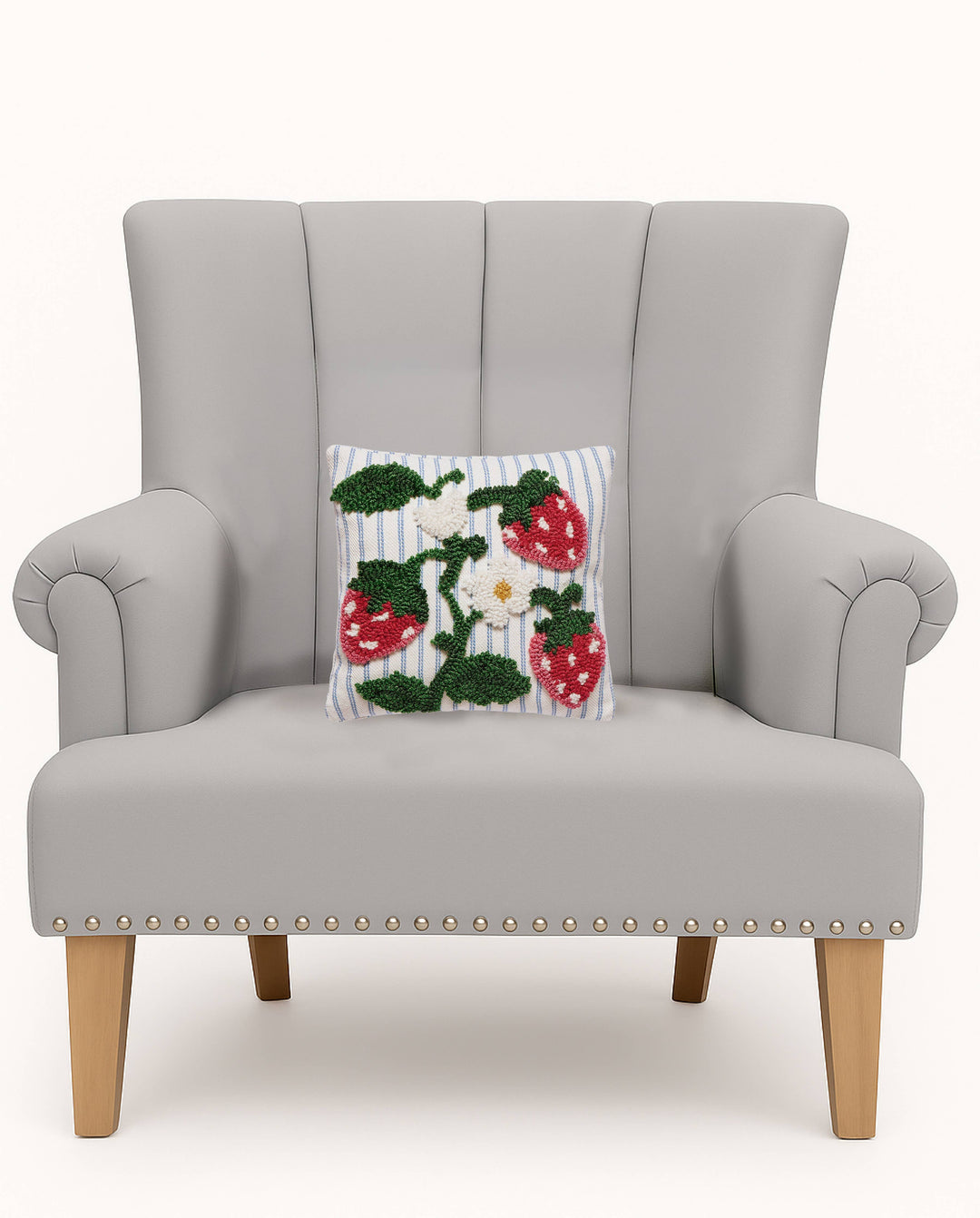 Strawberries Tufted Poly Hook Pillow