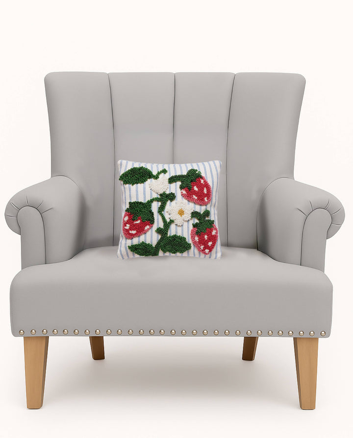 Strawberries Tufted Poly Hook Pillow