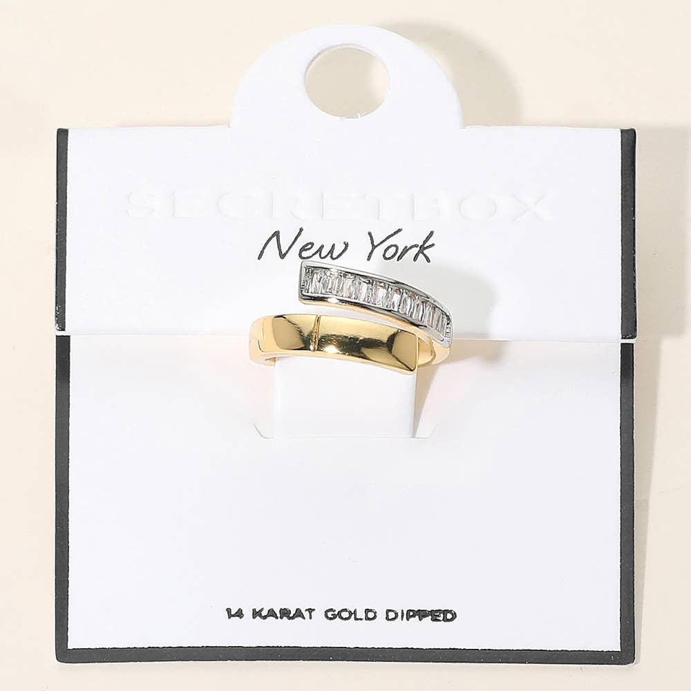 Baguette Stone Accent Curved Adjustable Ring