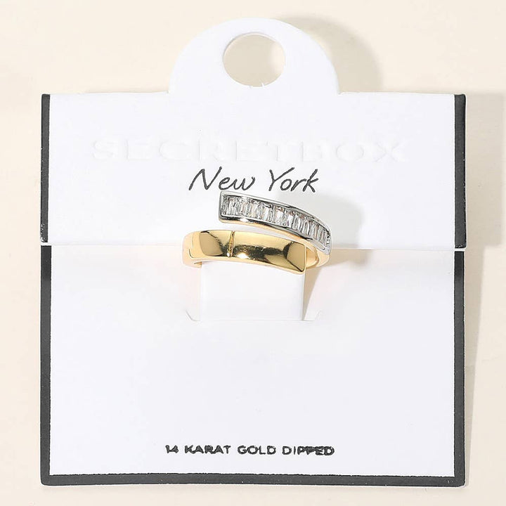 Baguette Stone Accent Curved Adjustable Ring